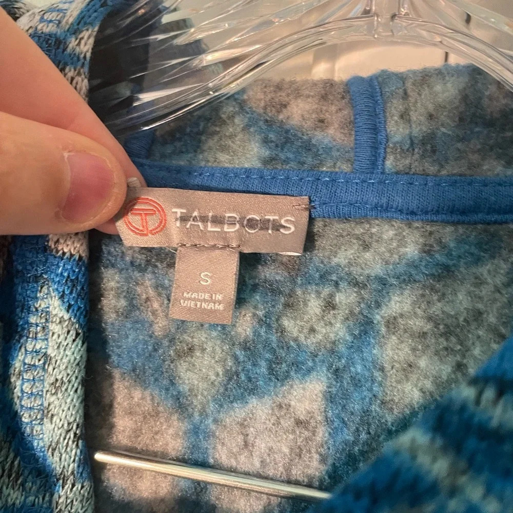 Talbots Snowflake Hooded Pullover Zipper Sweater Structures Pockets Size Small - Picture 3 of 14